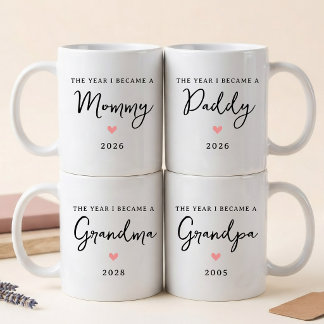 Custom Elegant Script Mommy Daddy Grandma Grandpa Coffee Mug