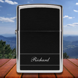 Custom Elegant Script Name Black Personalized Zippo Lighter