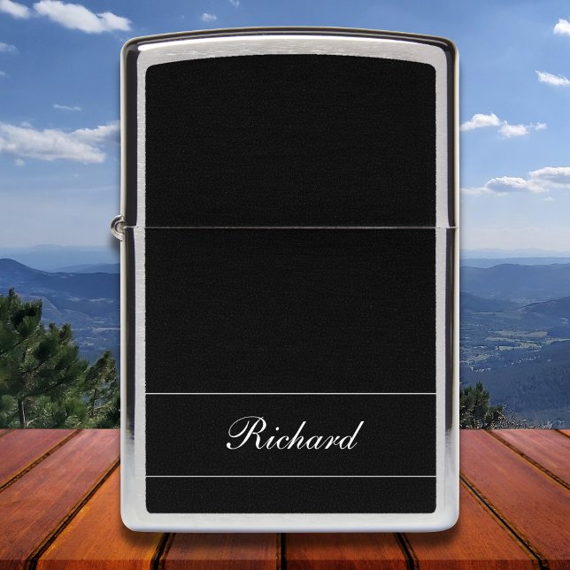 Custom Elegant Script Name Black Personalized Zippo Lighter (Creator Uploaded)