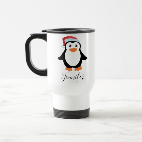 custom Elegant Script Name Stylish penguin 2022 Travel Mug