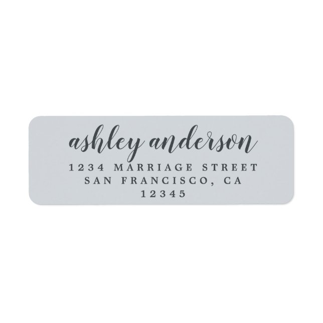 Custom Elegant Script Pastel Blue Return Address Label (Front)