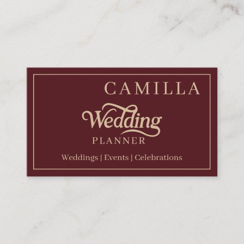 Custom Elegant Script Wedding Planner Business Car Card
