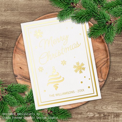 Custom Elegant Seasons Greetings Design Foil Holiday Postcard