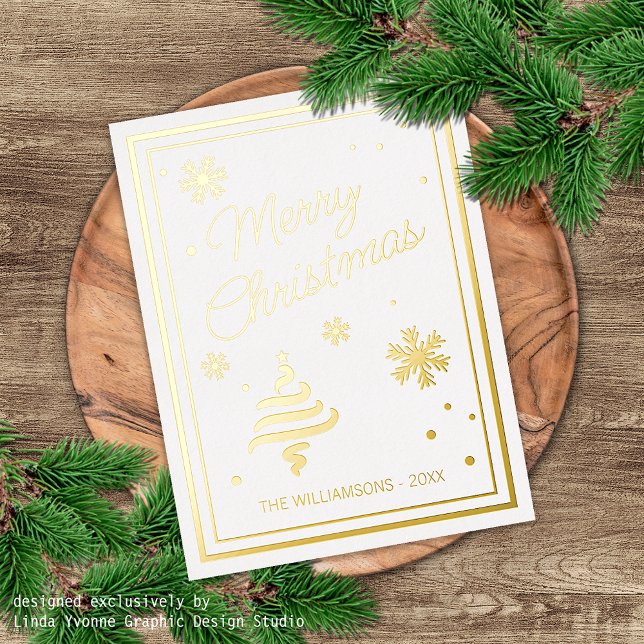Custom Elegant Seasons Greetings Design Foil Holiday Postcard (Creator Uploaded)