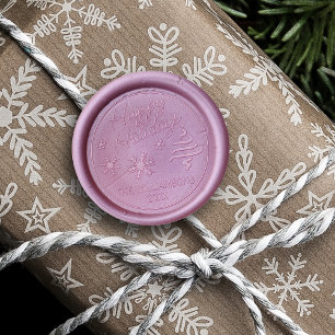Custom Elegant Seasons Greetings Design Wax Seal Sticker
