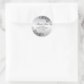 Custom Elegant Silver Bridal Shower Thank You Classic Round Sticker (Bag)
