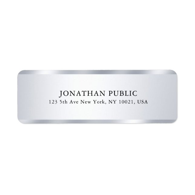 Custom Elegant Silver Look Modern Simple Template Label (Front)