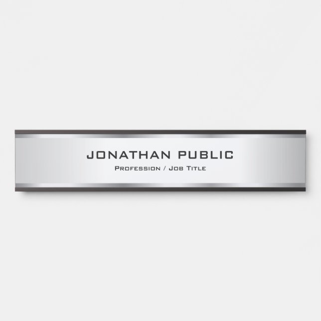 Custom Elegant Silver Metallic Look Luxury Door Sign (Front)