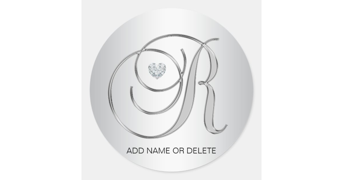 Custom Elegant Silver Monogrammed Initial Letter R Classic Round ...
