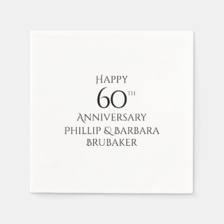 Custom Elegant Simple 60th Anniversary Party Napkins