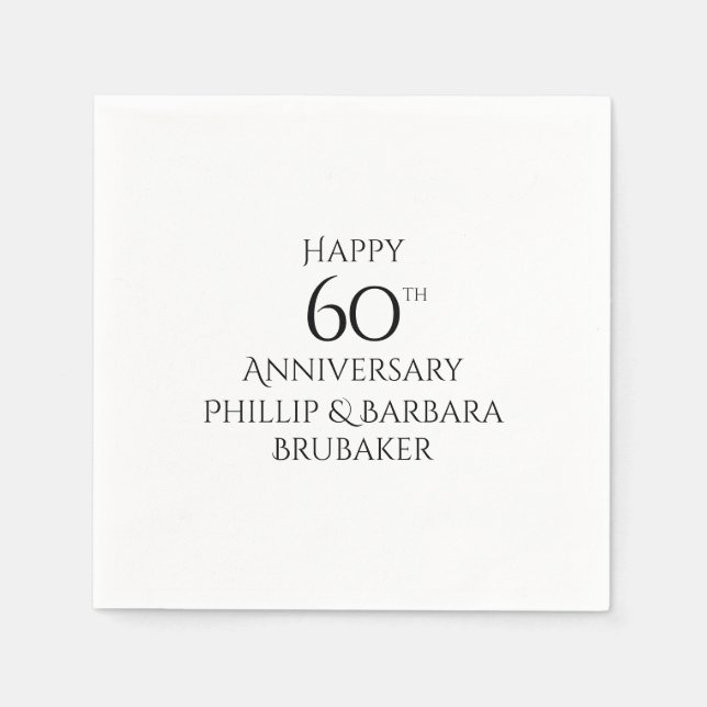 Custom Elegant Simple 60th Anniversary Party Napkins (Front)