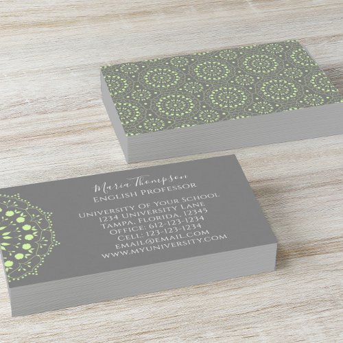 Custom Elegant Simple Chic Grey Green Professional Business Card
