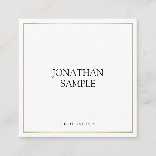 Custom Elegant Simple Design Gold White Modern Square Business Card