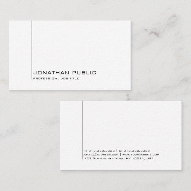 Custom Elegant Simple Design Modern Professional Business Card (Front/Back)