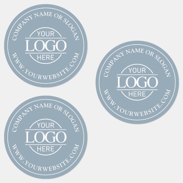 Custom Elegant Simple Dusty Blue Business Logo Labels (Group)
