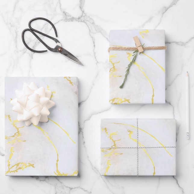 Custom Elegant Simple Gold Marble Template Gift Wrapping Paper Sheets (Front)
