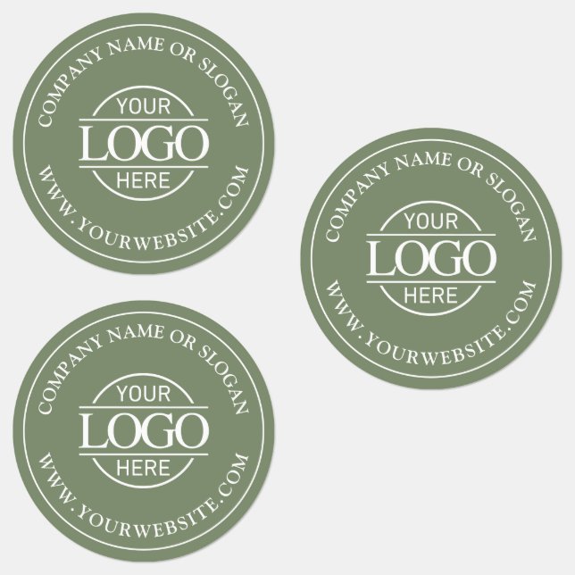 Custom Elegant Simple Sage Green Business Logo Labels (Group)
