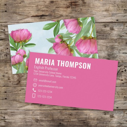 Custom Elegant Simple Stylish Pink Chic Floral Business Card