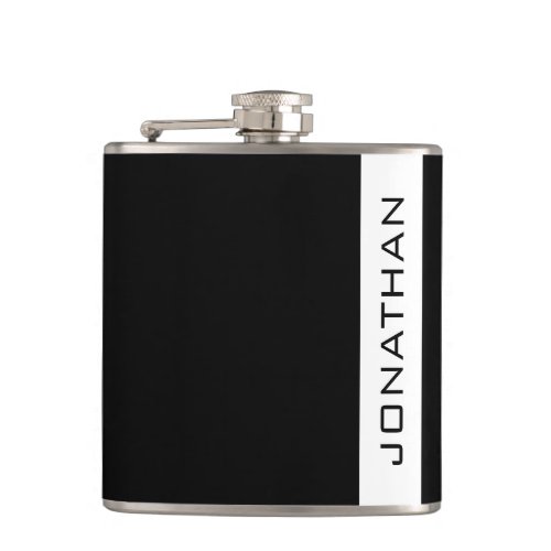 Custom Elegant Simple Your Name or Text Black Flask