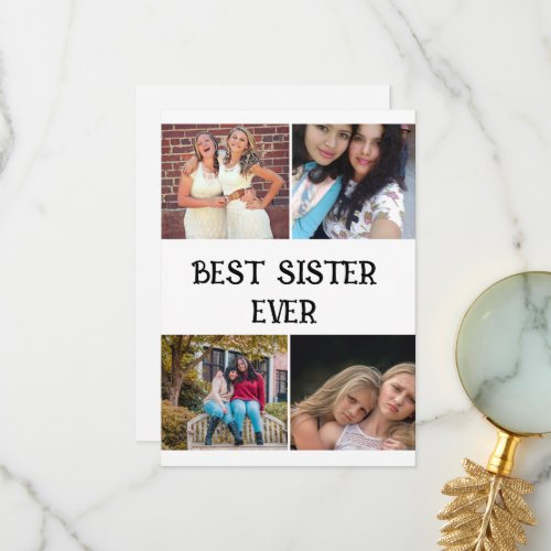 CUSTOM  ELEGANT SISTER 4 PHOTO COLLAGE  THANK YOU CARD