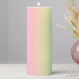 Custom Elegant Soft Colorful Rainbow Stripes Pillar Candle