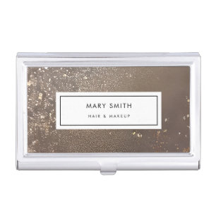 Custom Elegant Sparkle Faux Gold Business Card Case