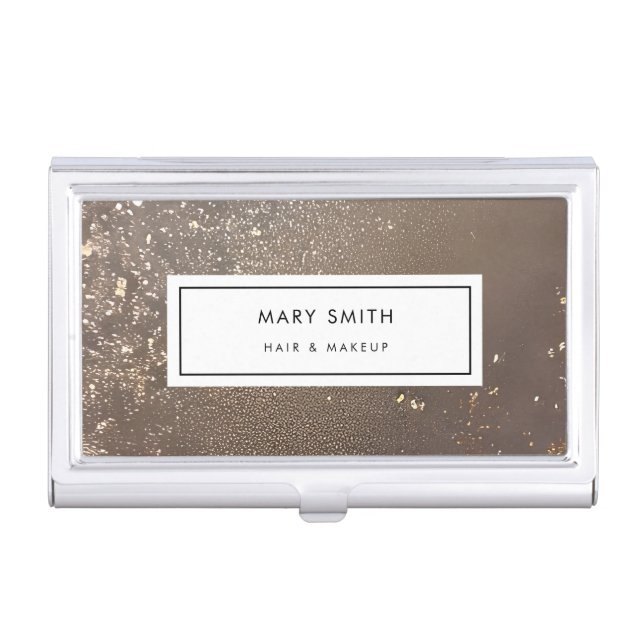 Custom Elegant Sparkle Faux Gold Business Card Case (Front)