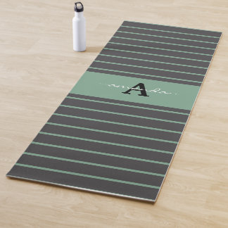 Custom elegant stripes black green practising yoga mat