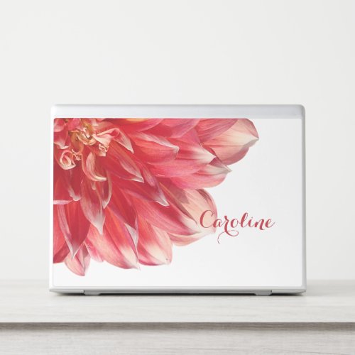 Custom Elegant Summery Coral Red Dahlia Flower HP Laptop Skin