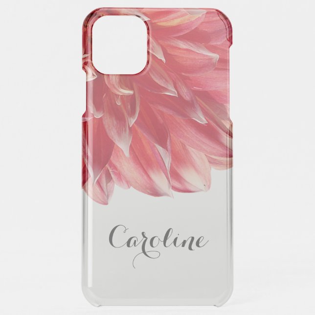 Custom Elegant Summery Coral Red Dahlia Flower Uncommon iPhone Case (Back)