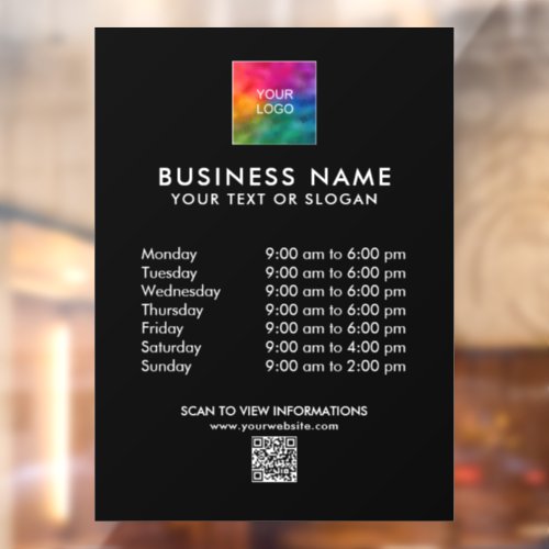 Custom Elegant Template Business Logo QR Code Window Cling