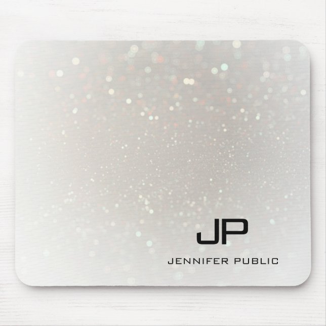 Custom Elegant Template Glam Monogrammed Modern Mouse Pad (Front)