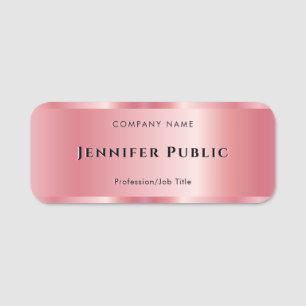 Custom Elegant Template Glamour Rose Gold Luxe Name Tag