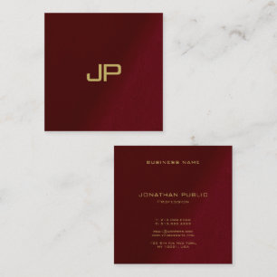 Custom Elegant Template Gold Monogrammed Square Business Card