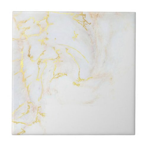 Custom Elegant Template Gold White Marble Ceramic Tile