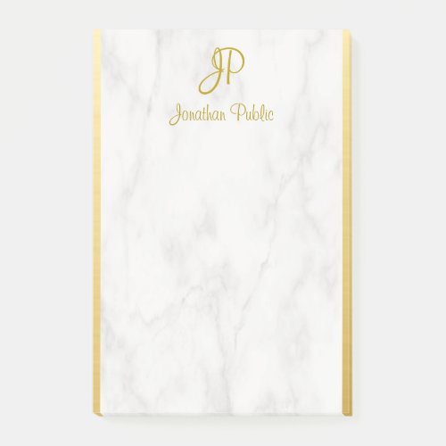 Custom Elegant Template Marble Gold Monogrammed Post_it Notes