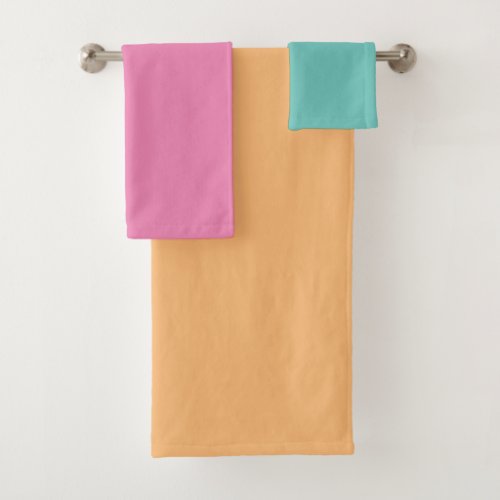 Custom Elegant Template Teal Pink Yellow 3 Colors Bath Towel Set