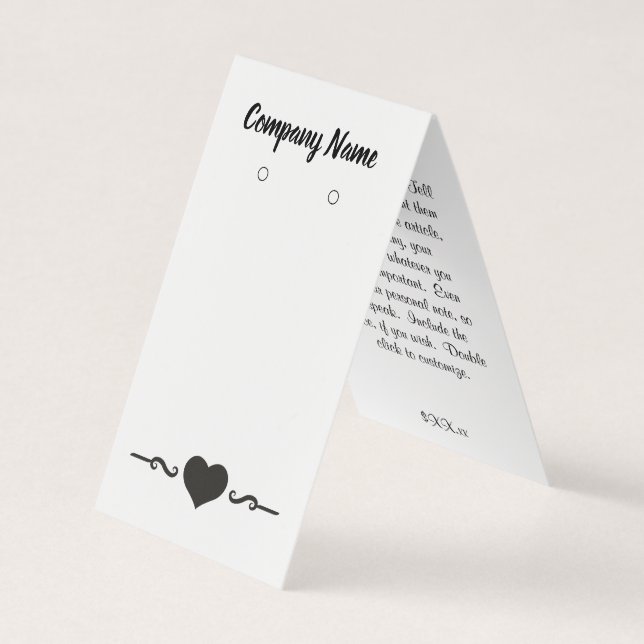 Custom Elegant Tent Earring Display Cards (Front)