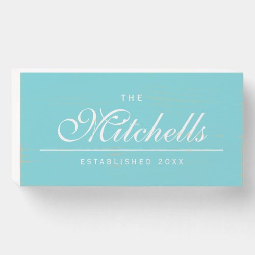 Custom Elegant The Family Name Established Wooden Box Sign