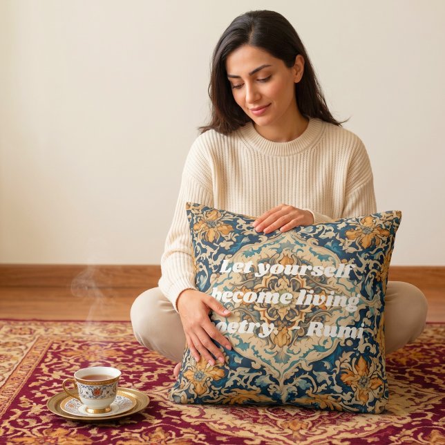 Custom Elegant Tile Pattern Persian Gifts for Her Throw Pillow (Custom Elegant Tile Pattern Persian Gifts for Her Throw Pillow)