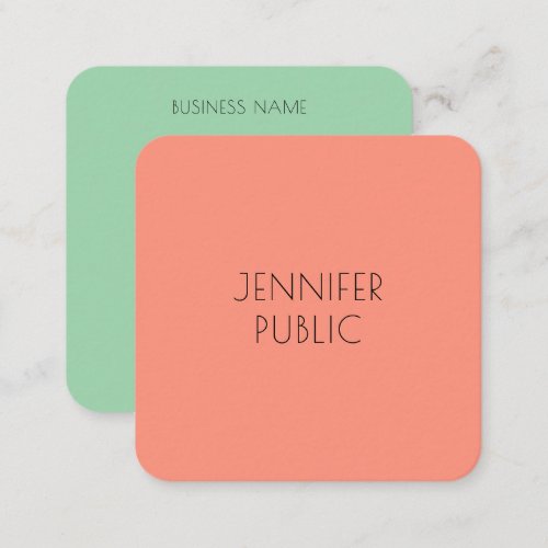 Custom Elegant Trend Colors Modern Simple Template Square Business Card
