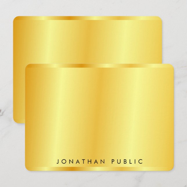 Custom Elegant Trendy Faux Gold Metallic Look Note Card (Front/Back)