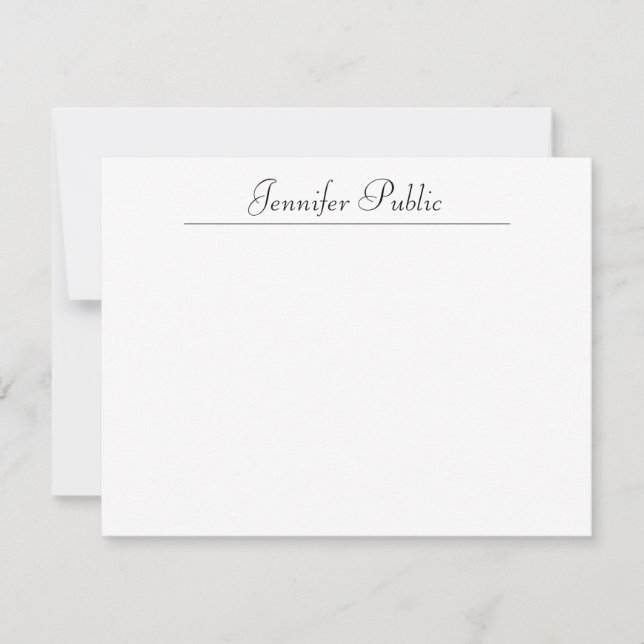 Custom Elegant Typography Name Text Minimalist Note Card (Front)