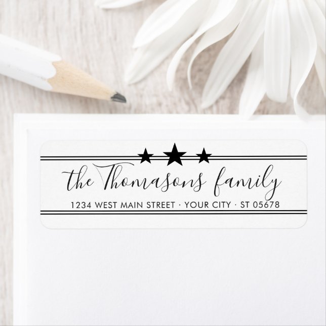 Custom Elegant Typography Script Stars Motif Label (Insitu)