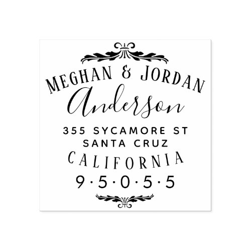 Custom Elegant Typography Wedding Return Address Rubber Stamp
