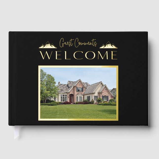 Custom Elegant Vacation Rental Foil Guest Book (Front)