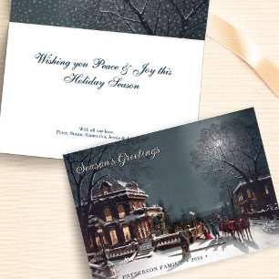 Custom Elegant Victorian Christmas Eve Scene  Holiday Card
