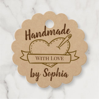CUSTOM Elegant Vintage Cardboard Scallop Handmade Favor Tags