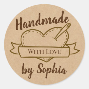 CUSTOM Elegant Vintage Handmade with Love Classic Round Sticker