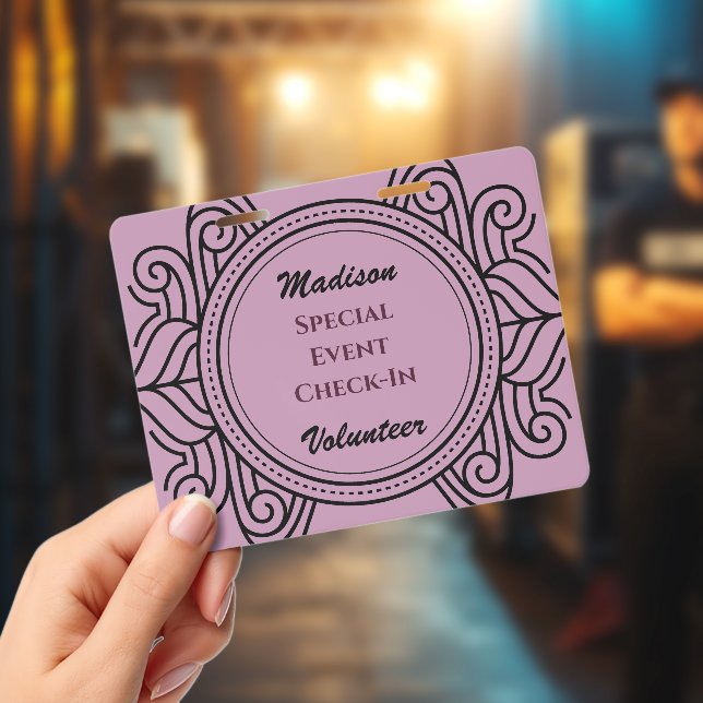 Custom Elegant Volunteer Special Event Name Badge (Concert)
